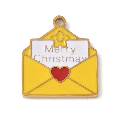 Christmas Themes 304 Stainless Steel Enamel Pendants STAS-K312-04M-G-1