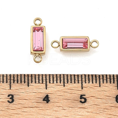Birthstone 304 Stainless Steel Rhinestone Connector Charms STAS-L022-576G-12-1