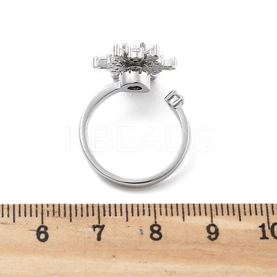 Snowflake Rotatable Open Cuff Rings for Women RJEW-S402-11P-1