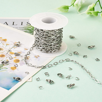 DIY Stainless Steel Paperclip Chains Necklaces Making Kits DIY-TA0011-23P-02-1