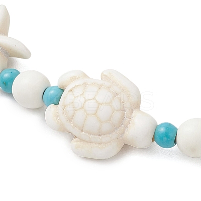 Starfish & Turtle Synthetic Turquoise Beads Stretch Bracelets for Women BJEW-JB12129-03-1