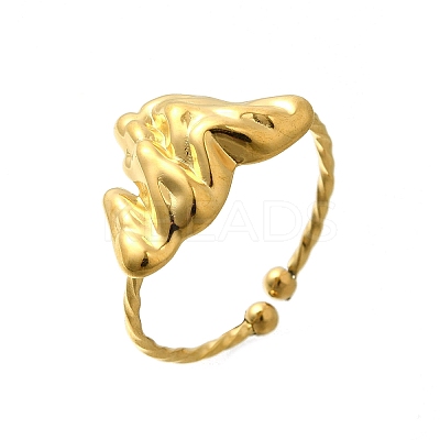 304 Stainless Steel Open Cuff Ring for Women RJEW-B109-01G-03-1