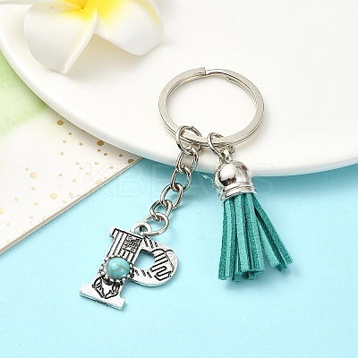 Alloy with Resin Imitation Synthetic Turquoise Keychain KEYC-YW00087-16-1