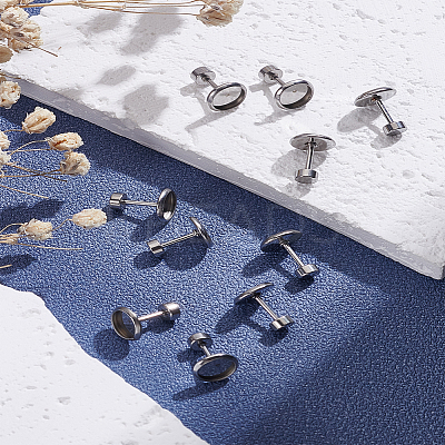 10Pcs 304 Stainless Steel Studs Earrings Findings EJEW-LP0001-11-1