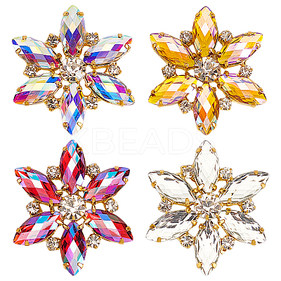 4Pcs 4 Colors Alloy Rhinestone Cabochons FIND-MA0001-09-1