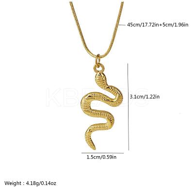 Vintage 304 Stainless Steel Snake Animal Pendant Necklaces LV0178-1-1