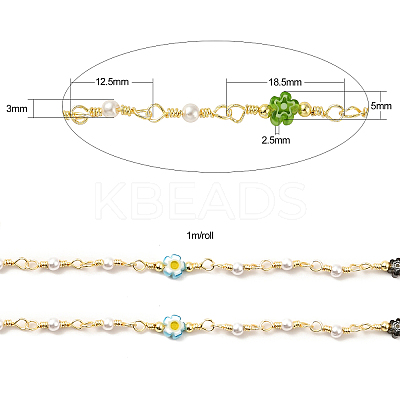 Glass Pearl & Flower Beaded Chains CHC-CJ0001-69-1