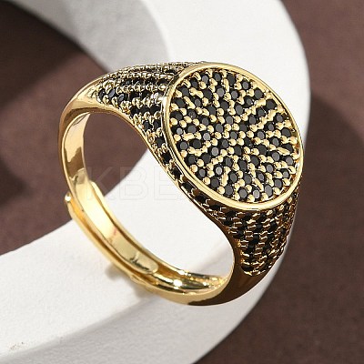 Brass Micro Pave Cubic Zirconia Cuff Rings for Women RJEW-A069-13G-1