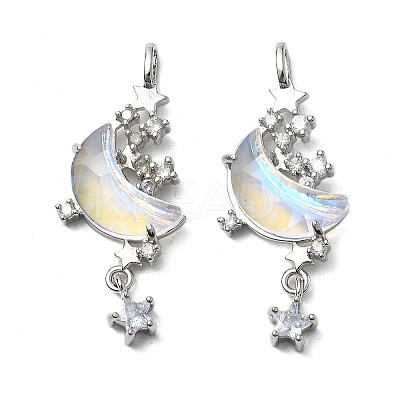 Brass Micro Pave Cubic Zirconia with Resin Pendants KK-Z103-05P-01-1
