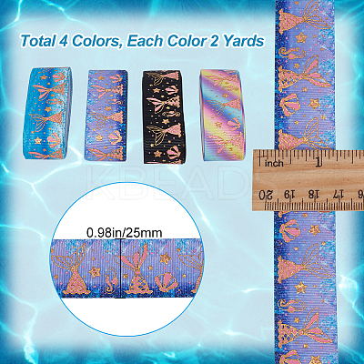 4 Colors Polyester Grosgrain Ribbon OCOR-GF0002-86A-1