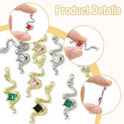 12Pcs 2 Colors Rack Plating Alloy Rhinestone Pendants FIND-FS0003-70-1