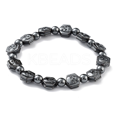 Non-Magnetic Synthetic Hematite Beaded Stretch Bracelets BJEW-H589-01C-1