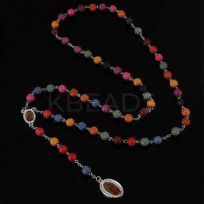 Alloy & Resin Colorful Rosary Bead Necklaces FS-WG28636-02-1