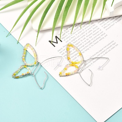 Butterfly Glass Beads Dangle Earrings for Girl Women EJEW-JE04658-02-1