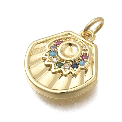 Brass Micro Pave Cubic Zirconia Pendants KK-D431-021A-02G-1