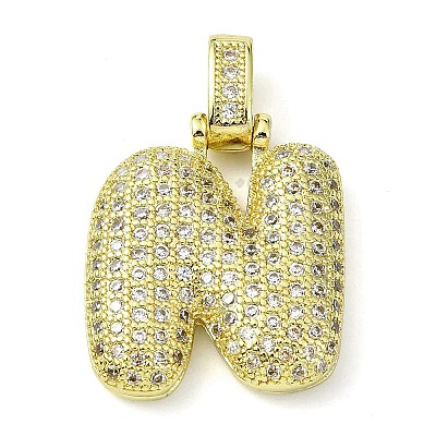 Brass Micro Pave Clear Cubic Zirconia Pendants KK-M279-01G-N-1