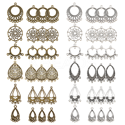 48Pcs 6 Style Tibetan Style Chandelier Component Links TIBE-SC0001-46-1