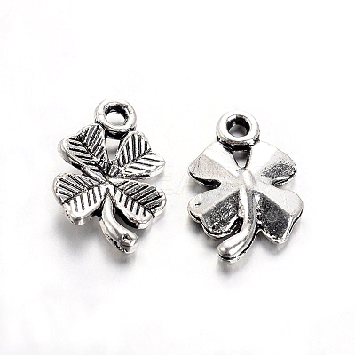 Tibetan Style Alloy Clover Charms X-TIBEP-2765-AS-RS-1