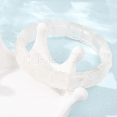 Dyed & Heated  Natural White Jade Beaded Stretch Bracelets for Unisex G-K303-02N-1