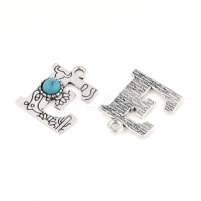 Synthetic Turquoise & Alloy Pendants PALLOY-H146-01AS-E-1