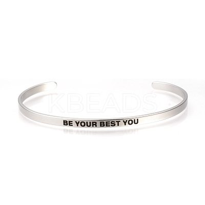 Tarnish Resistant 201 Stainless Steel Cuff Bangles BJEW-Q685-09-1