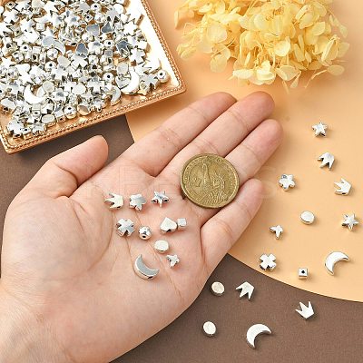 200Pcs 10 Styles Tibetan Style Alloy Beads TIBEB-CJ0001-25-1
