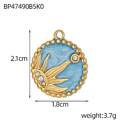 304 Stainless Steel Micro Pave Cubic Zirconia Pendants STAS-OY008-64G-1