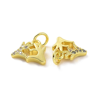 Brass Micro Pave Clear Cubic Zirconia Charms KK-E068-VF074-1