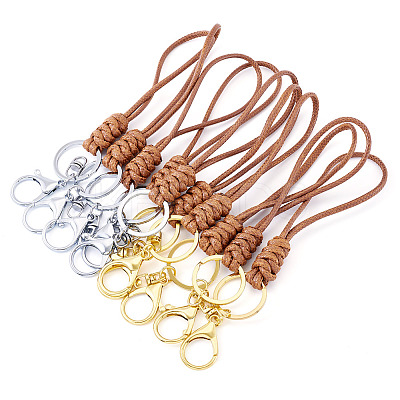 10Pcs 2 Colors Eco-Friendly Korean Waxed Polyester Cord Keychains KEYC-TA00032-1