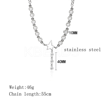 Star Pendant Necklace with Imitation Pearl TK4545-1