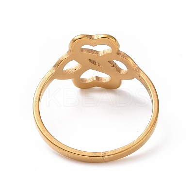 Ion Plating(IP) 201 Stainless Steel Hollow Flower Finger Ring for Women RJEW-J051-13G-1