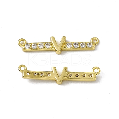 Rack Plating Brass Micro Pave Clear Cubic Zirconia Connector Charms KK-C007-37G-V-1