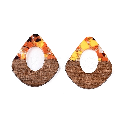 Transparent Resin and Walnut Wood Pendants RESI-T057-07M-1