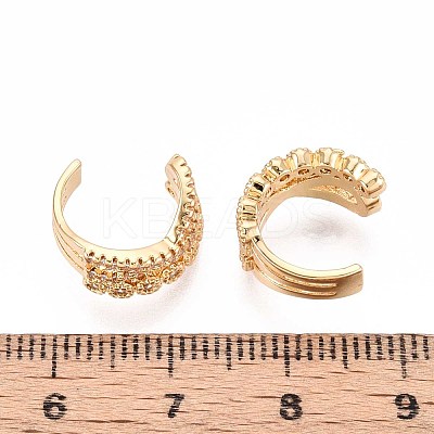 Brass Micro Pave Clear Cubic Zirconia Cuff Earrings EJEW-T047-80G-1