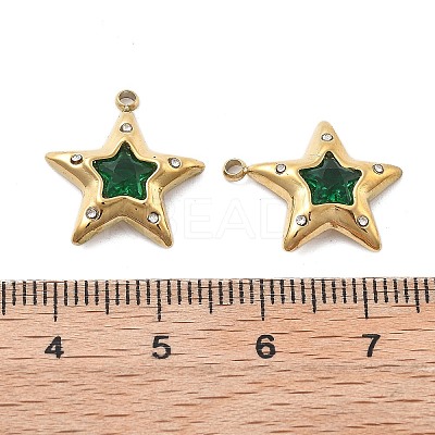 304 Stainless Steel Micro Pave Cubic Zirconia Pendants STAS-Z121-44G-1