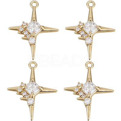8Pcs Brass Micro Pave Cubic Zirconia Pendants KK-BBC0010-90-1