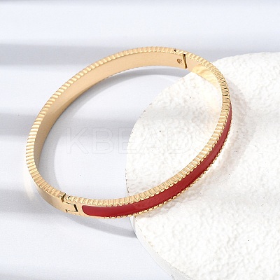 304 Stainless Steel Enamel Hinged Cuff Bangles for Women SA-CBAC920-07G-1