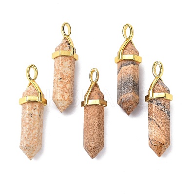 Natural Picture Jasper Pointed Pendants G-G025-01G-39-1
