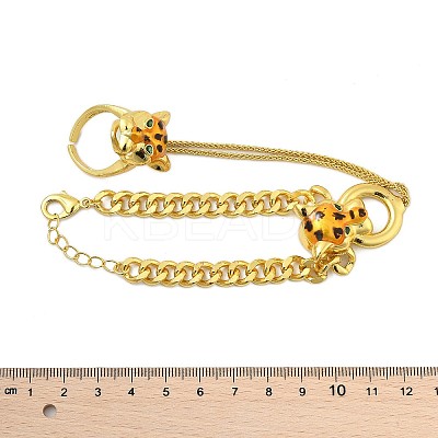Brass Micro Pave Cubic Zirconia Mittens Bracelets BJEW-C085-01G-1