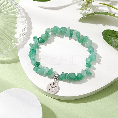Natural Green Aventurine Chip Beaded Stretch Bracelets BJEW-JB11133-04-1