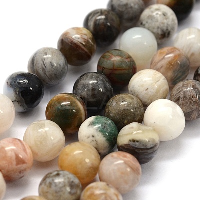 Natural Bamboo Leaf Agate Beads Strands G-G763-03-10mm-1