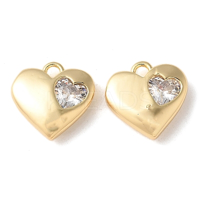 Brass Micro Pave Clear Cubic Zirconia Pendants KK-Q031-44G-01-1