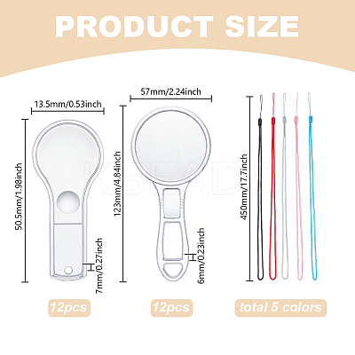 12pcs 2 Styles Plastic/Acrylic Magnifier AJEW-AR0001-96-1