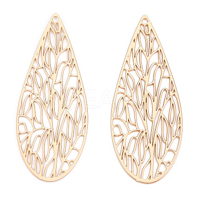 Rack Plating Brass Filigree Pendants X-KKC-T001-68KC-1