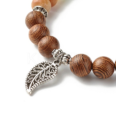 Reiki Natural Amazonite & Wenge Wood Beads Stretch Bracelet BJEW-JB06896-01-1