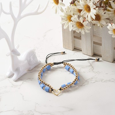 Handmade Polymer Clay Beads Nylon Thread Braided Bead Bracelets BJEW-JB06626-1