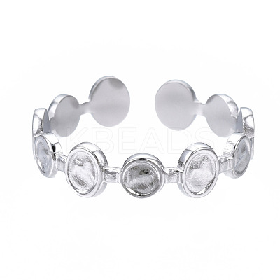 Non-Tarnish 304 Stainless Steel Flat Round Open Cuff Ring RJEW-T023-65P-1