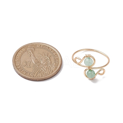 Round Natural Gemstone Finger Ring RJEW-TA00130-1
