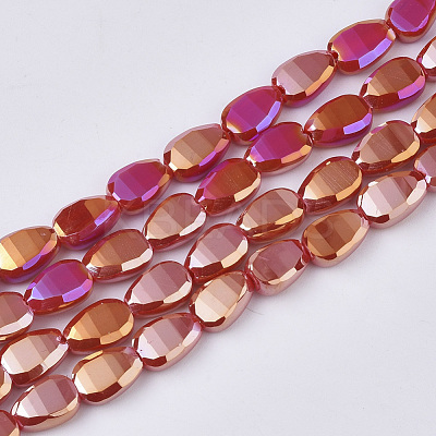 Electroplate Opaque Solid Color Glass Beads Strands EGLA-T020-02A-1