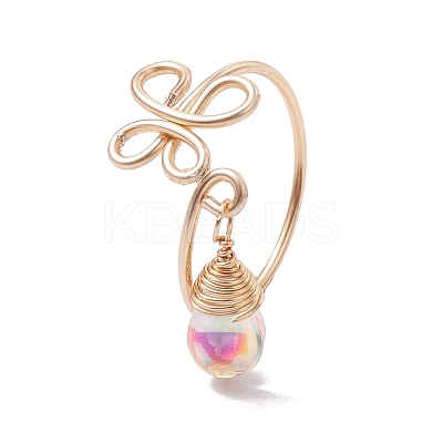 Brass Wire Wrap Hollow Butterfly Cuff Rings RJEW-JR00654-1